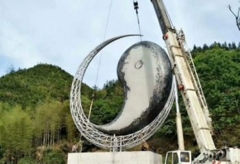 几何圆月雕塑厂家 发光镂空小品 大门口不锈钢圆月雕塑生产
