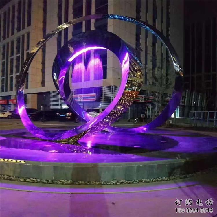 灯光双环雕塑厂家 现代广场小品 商业街不锈钢双环雕塑生产 灯光双环雕塑厂家 现代广场小品 商业街不锈钢双环雕塑生产