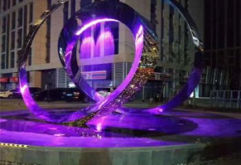 灯光双环雕塑厂家 现代广场小品 商业街不锈钢双环雕塑生产