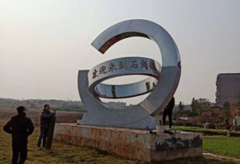 大型双环雕塑厂家 锻造小品 户外不锈钢双环雕塑生产