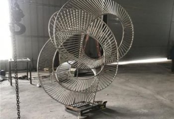 异形环形雕塑厂家 现代公园小品 拉丝不锈钢环形雕塑生产