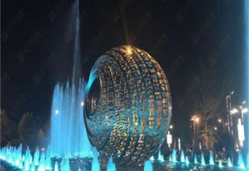 灯光圆圈雕塑厂家 现代小品 商业街不锈钢圆圈雕塑生产