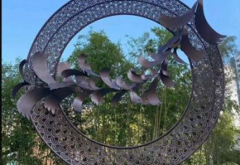 酒店圆圈雕塑厂家 户外小品 现代不锈钢圆圈雕塑制作