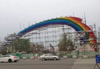 彩绘拱门雕塑厂家 悬空摆件 街头不锈钢拱门雕塑生产