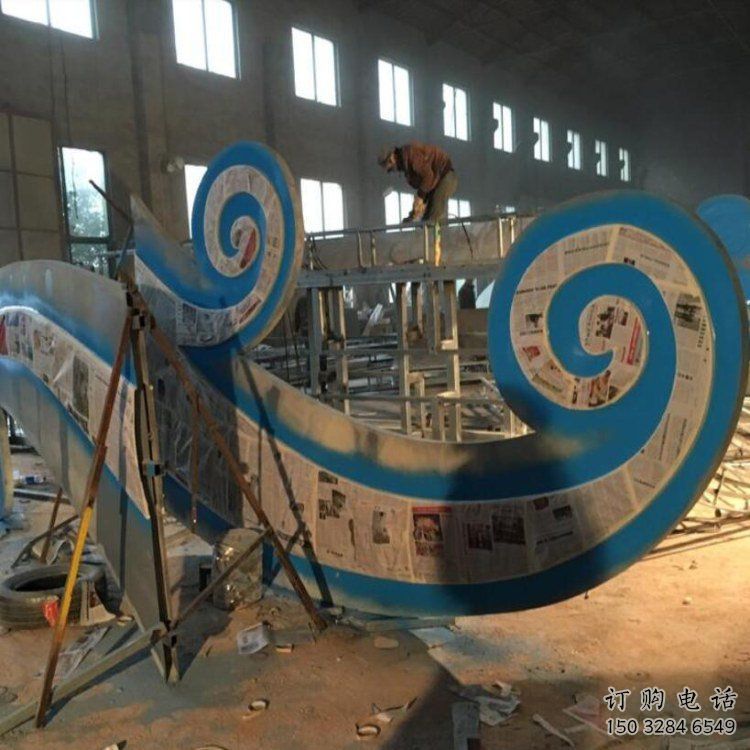 彩绘云彩雕塑厂家 现代摆件 街头不锈钢云彩雕塑生产
