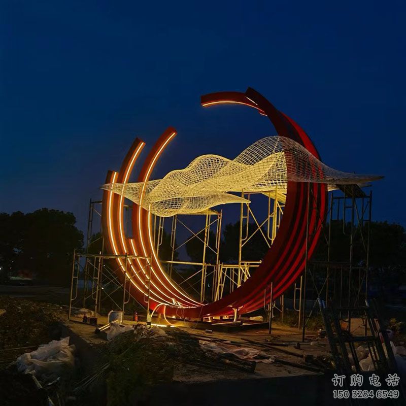 灯光云朵雕塑厂家 悬空小品 商业街不锈钢云朵雕塑生产