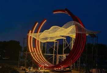 灯光云朵雕塑厂家 悬空小品 商业街不锈钢云朵雕塑生产
