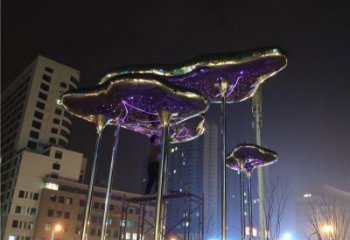 抽象云朵雕塑厂家 现代小品 户外不锈钢云朵雕塑生产