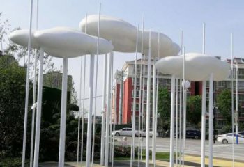 大型商场云彩雕塑厂家 仿真摆件 镜面不锈钢云彩雕塑生产