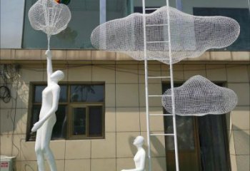 商业街云梯雕塑厂家 现代摆件 镂空不锈钢云梯雕塑生产
