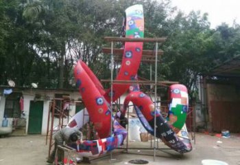 步行街彩带雕塑厂家 游乐场小品 大型不锈钢彩带雕塑生产