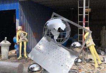 中式电脑雕塑厂家 现代教育小品 户外不锈钢电脑雕塑生产