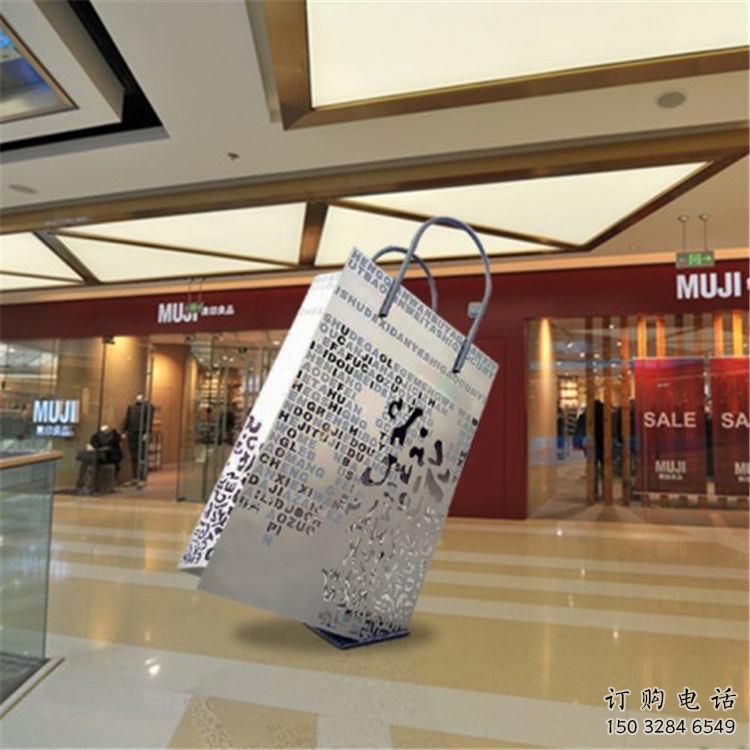 镂空手提包雕塑厂家 欧式小品 大型商场不锈钢手提包雕塑