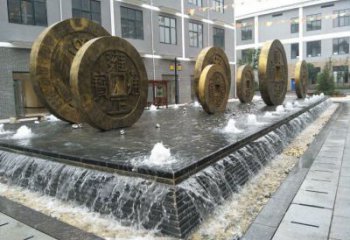 水景古币雕塑厂家 喷水小品 现代户外古币雕塑制作