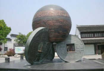 公园古币雕塑厂家 户外摆件 铸造仿古古币雕塑制作