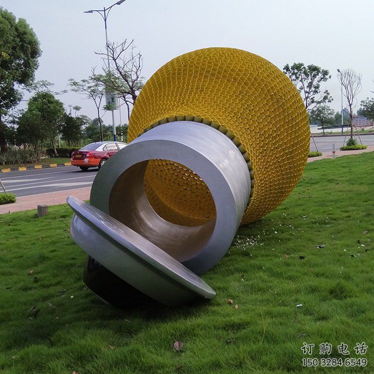 几何电灯泡雕塑厂家 创意小品 现代不锈钢电灯泡雕塑
