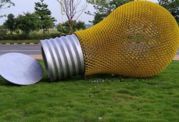 商业街灯泡雕塑厂家 现代摆件 大型不锈钢灯泡雕塑生产