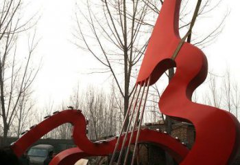 几何提琴雕塑厂家 烤漆小品 户外不锈钢提琴雕塑制作