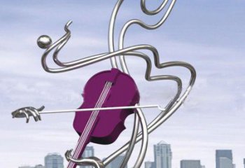 几何大提琴雕塑厂家 公园小品 现代不锈钢大提琴雕塑