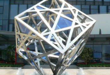 中式正方形雕塑厂家 镂空小品 游乐场不锈钢正方形雕塑厂
