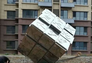 镜面立方体雕塑厂家 大型摆件 房地产不锈钢立方体雕塑厂