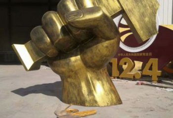 喷漆拳头雕塑厂家 中式小品 现代不锈钢拳头雕塑厂