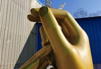 喷漆手势雕塑厂家 中式小品 公园不锈钢手势雕塑厂