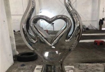 现代心心相印雕塑厂家 大型别墅区镜面摆件 