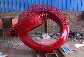 烤漆圆盘雕塑厂家 广场小品 户外不锈钢圆盘雕塑厂