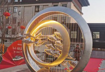 喷漆圆盘雕塑厂家 中式小品 大型不锈钢圆盘雕塑生产