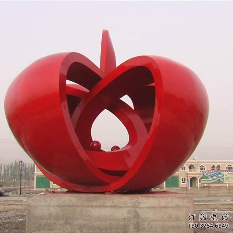 异形金苹果雕塑厂家 现代小品 烤漆不锈钢金苹果雕塑厂