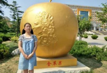 镀金金苹果雕塑厂家 广场摆件 现代不锈钢金苹果雕塑厂