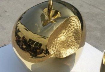 中式金苹果雕塑厂家 现代小品 酒店不锈钢金苹果雕塑厂