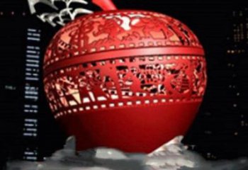 镂空金苹果雕塑厂家 园林小品 住宅小区不锈钢金苹果雕塑厂