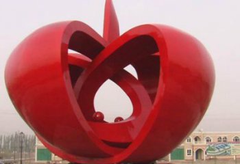 异形金苹果雕塑厂家 现代小品 烤漆不锈钢金苹果雕塑厂
