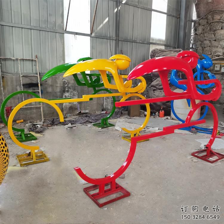 体育场自行车雕塑厂家 运动小品 烤漆不锈钢自行车雕塑厂
