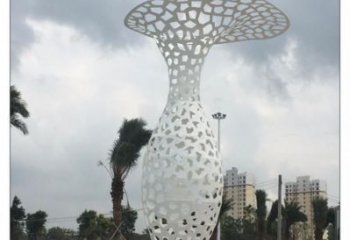 大型花瓶雕塑厂家 广场小品 烤漆不锈钢花瓶雕塑厂