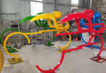 体育场自行车雕塑厂家 运动小品 烤漆不锈钢自行车雕塑厂