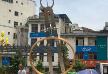 喷漆圆规雕塑厂家 中式小品 大型不锈钢圆规雕塑厂