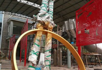 抽象圆规雕塑厂家 创意小品 房地产不锈钢圆规雕塑厂