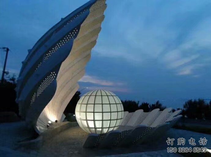 创意贝壳雕塑厂家 抽象小品 公园不锈钢贝壳雕塑厂