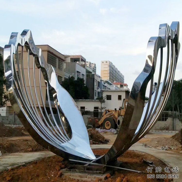 镜面贝壳雕塑厂家 大型摆件 广场不锈钢贝壳雕塑厂