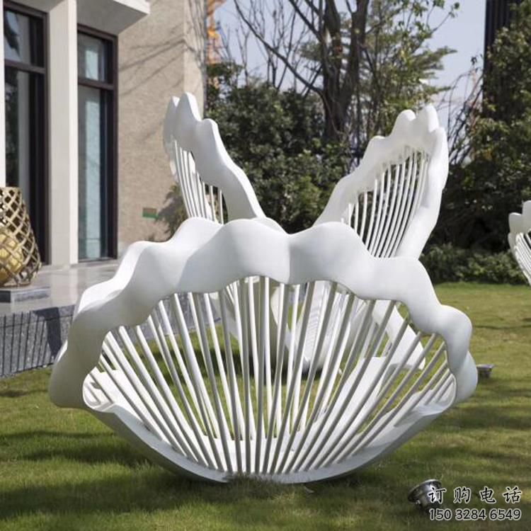 烤漆贝壳雕塑厂家 钢管小品 户外不锈钢贝壳雕塑厂