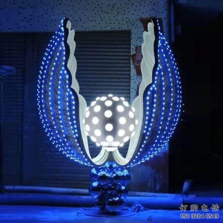 灯光贝壳雕塑厂家 现代小品 商业街不锈钢贝壳雕塑厂