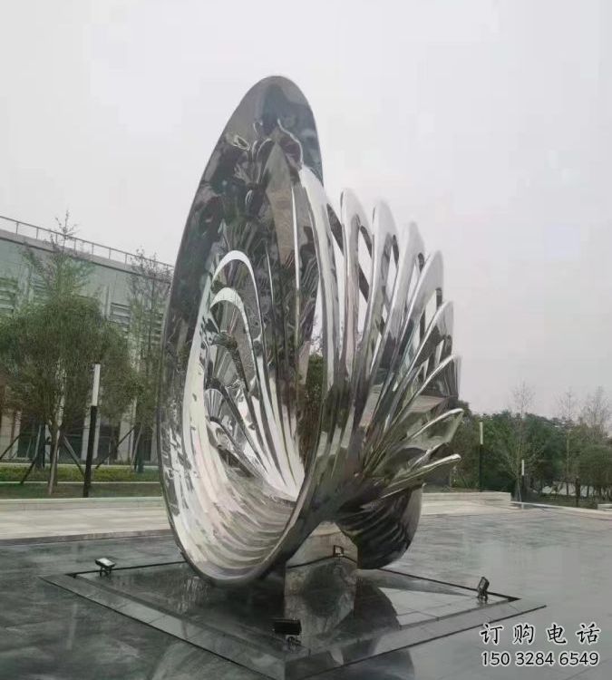 广场贝壳雕塑厂家 户外小品 镜面不锈钢贝壳雕塑定做
