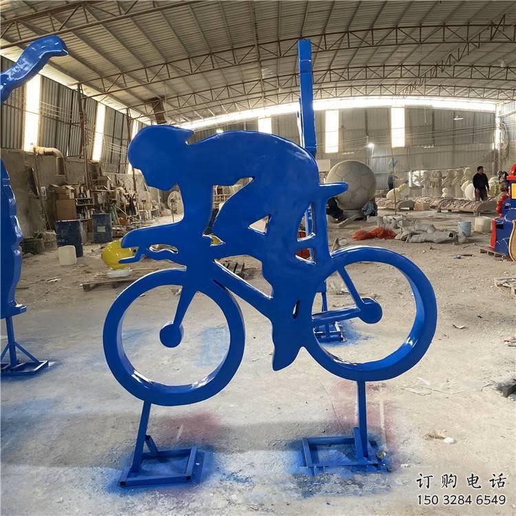 烤漆自行车雕塑厂家 体育小品 抽象不锈钢自行车雕塑厂
