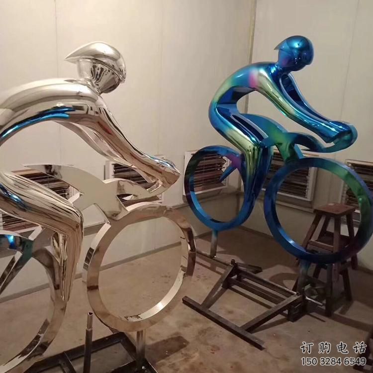 现代自行车雕塑厂家 大型别墅区摆件 烤漆不锈钢自行车雕塑加工
