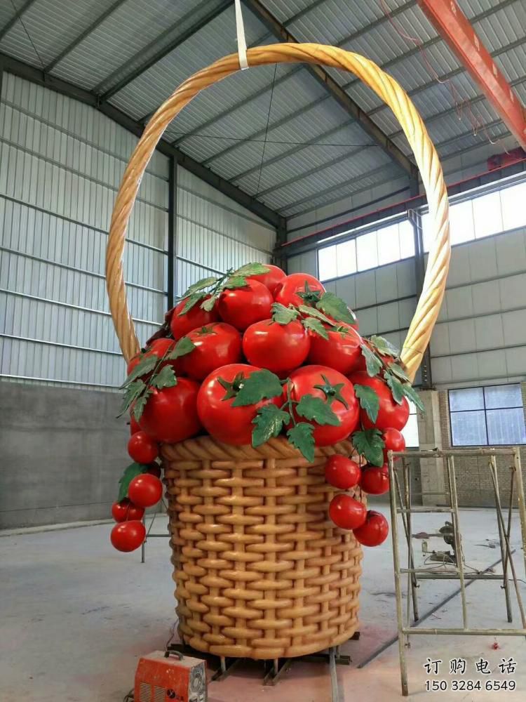 创意菜篮子雕塑厂家 烤漆小品 公园不锈钢菜篮子雕塑厂