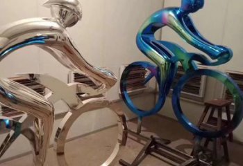现代自行车雕塑厂家 大型别墅区摆件 烤漆不锈钢自行车雕塑加工