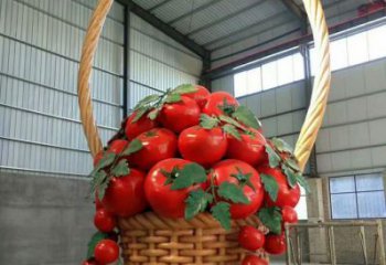 创意菜篮子雕塑厂家 烤漆小品 公园不锈钢菜篮子雕塑厂